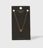 New Look Real Gold Plated M Initial Pendant Necklace